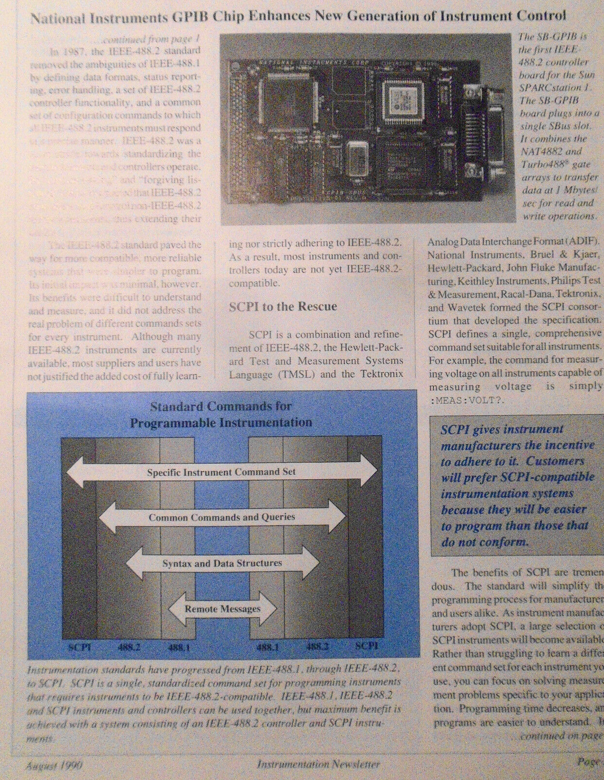 Instrumentation Newsletter, by National Instruments - August 1990, Vol. 2, N. 3