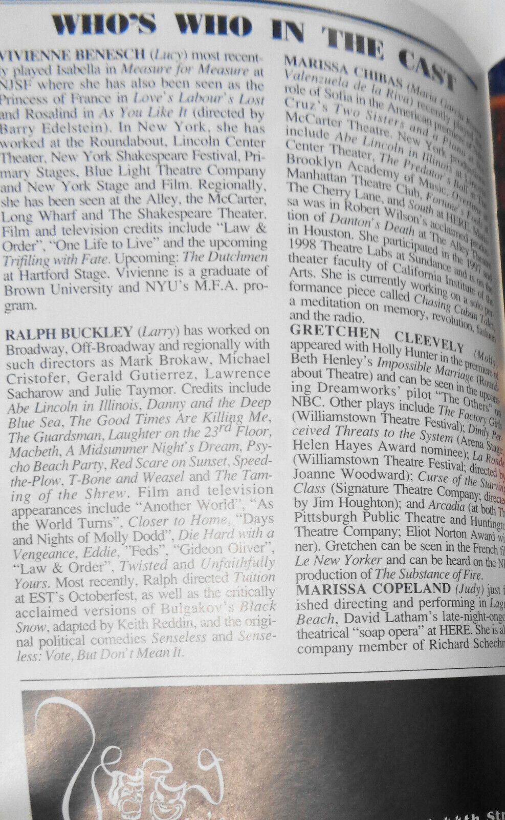 Hurricane - Playbill - Classic Stage Company, NYC December 1999