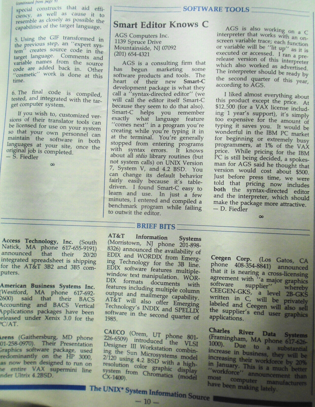 UNIQUE, Vol. 3, No. 12, 1985 - The UNIX System Information Source