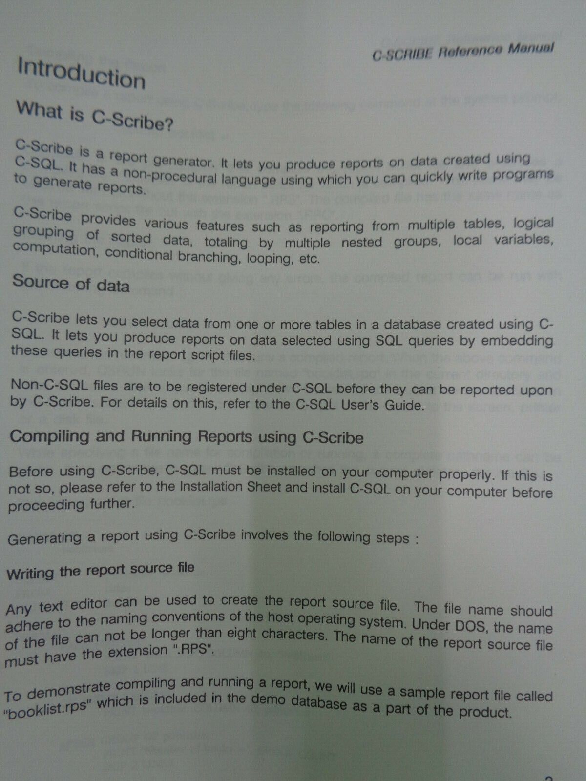 C-SQL, for DOS, by Coromandel - Beta Release 1989. 4 Manuals, 3 floppies (5 1/4)