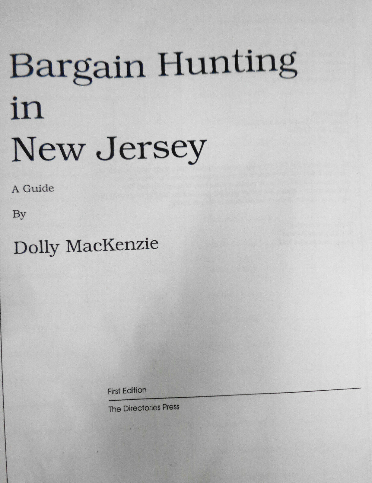 Bargain Hunting in New Jersey : A Guide by Dolly MacKenzie 1988 Trade Paperback