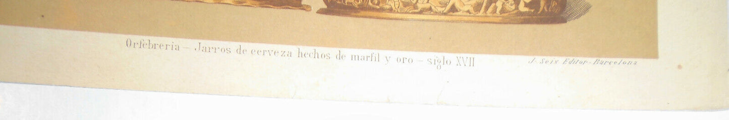 Arte Aleman - 4 lithographs lot circa 1890 by J. Seix, Barcelona.