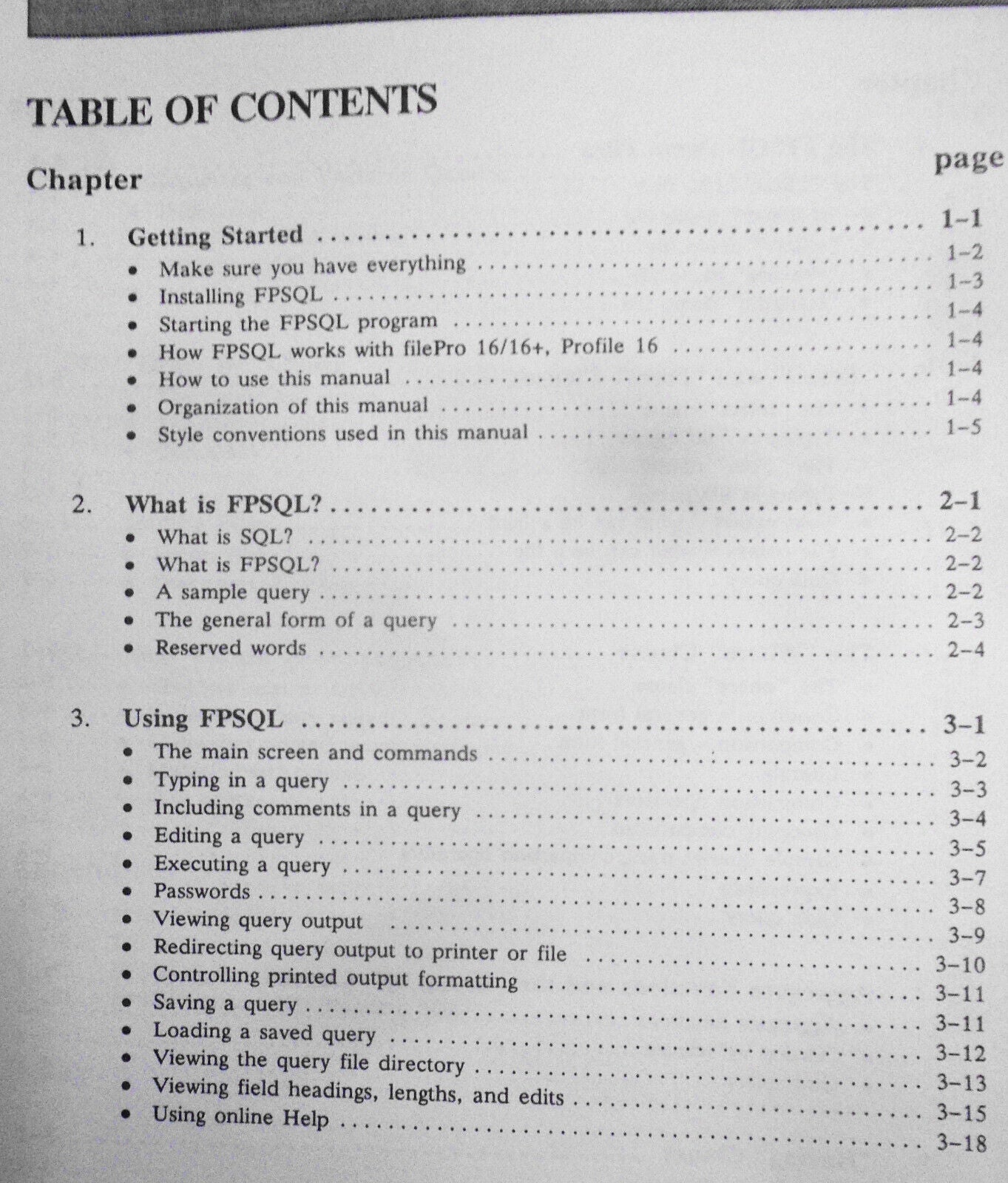 Filepro FPSQL Beta Test Program - Version 00.01.00, 1987 Manual & MSDOS software