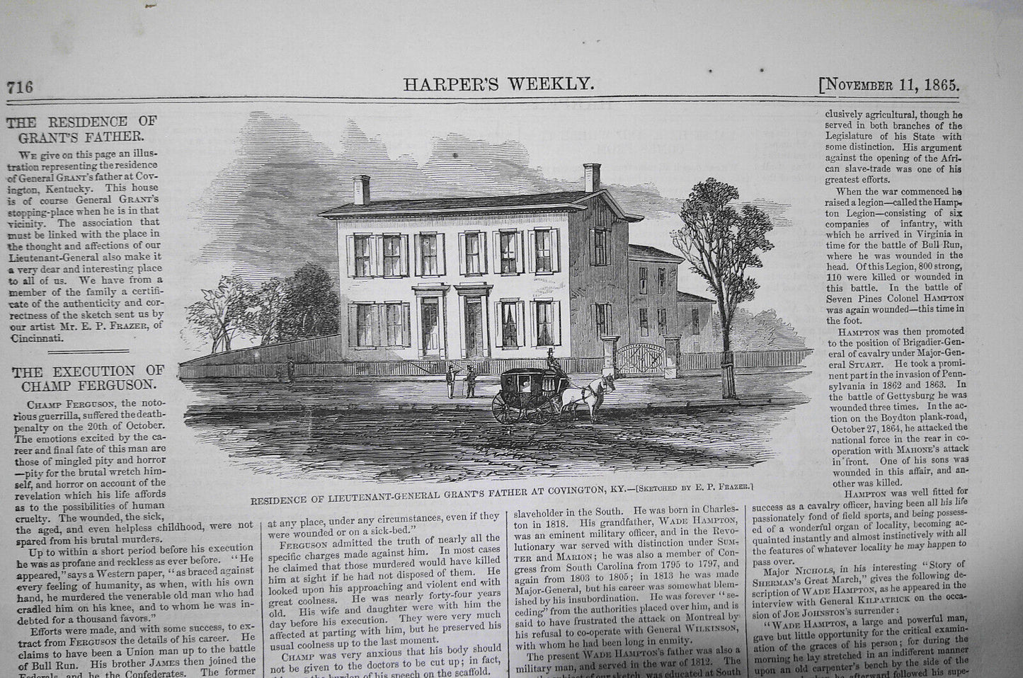 Execution of Champ Ferguson - Harper's Weekly, November 11, 1865 - Original