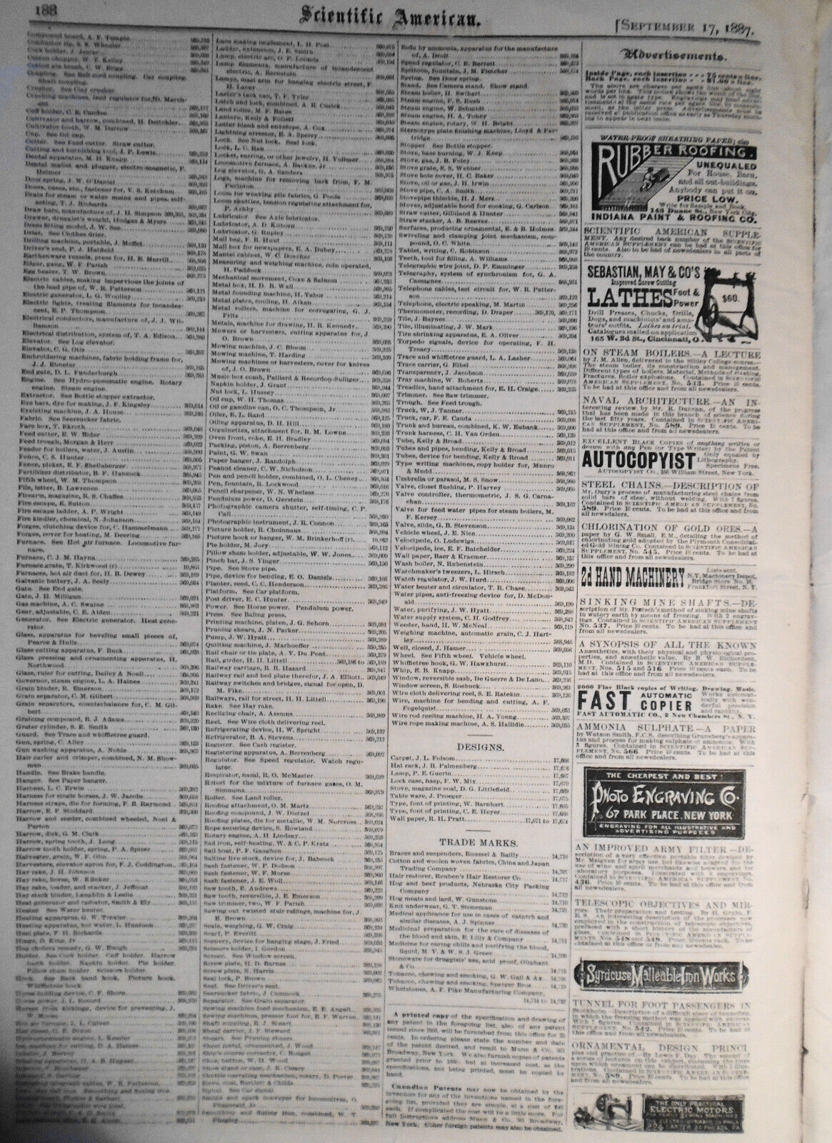 Scientific American, Sept. 17, 1887 - Thomas Edison's New Lab; Chicago War Ship
