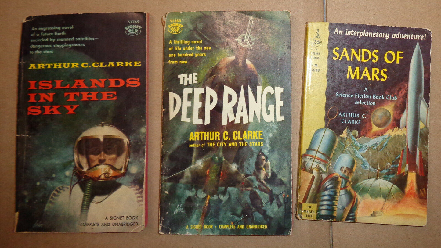 Arthur C. Clarke - 3 Vintage paperbacks - all first printings 1958, 1959, 1960.