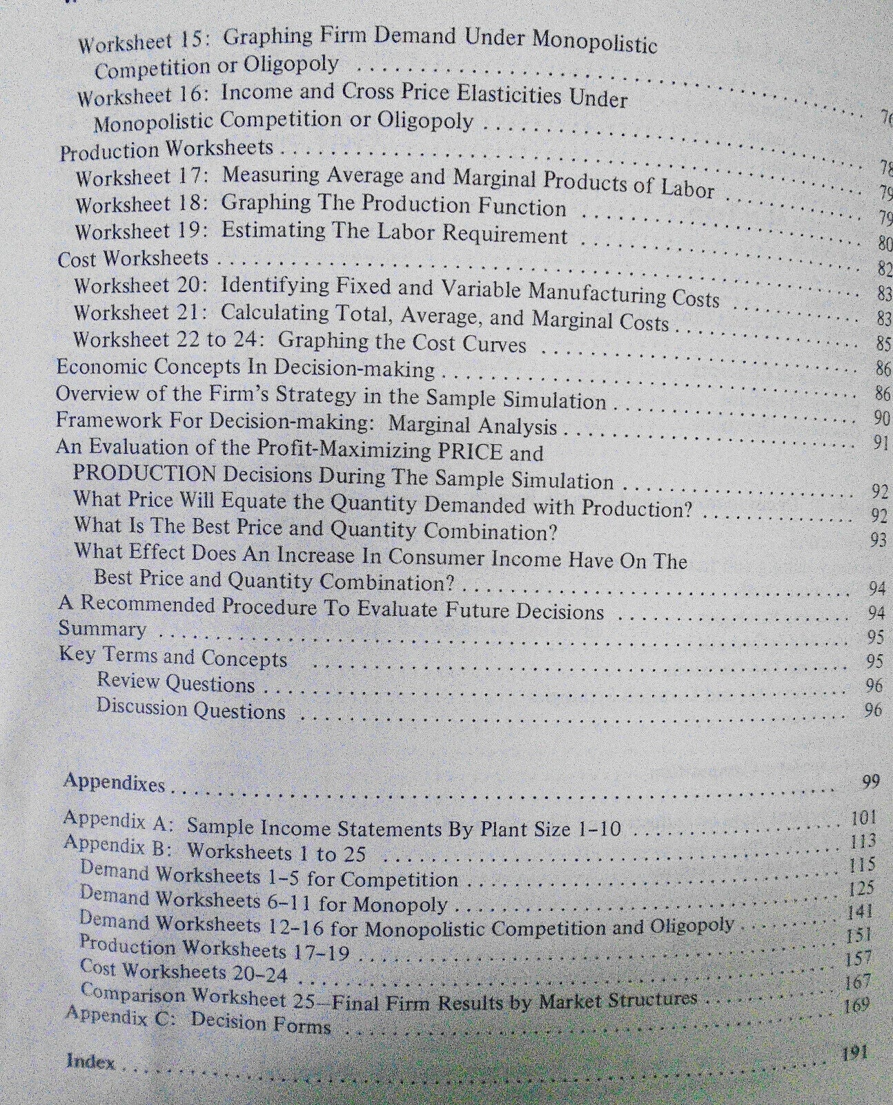 Student manual for microsim : a computerized microeconomic simulation, 1984