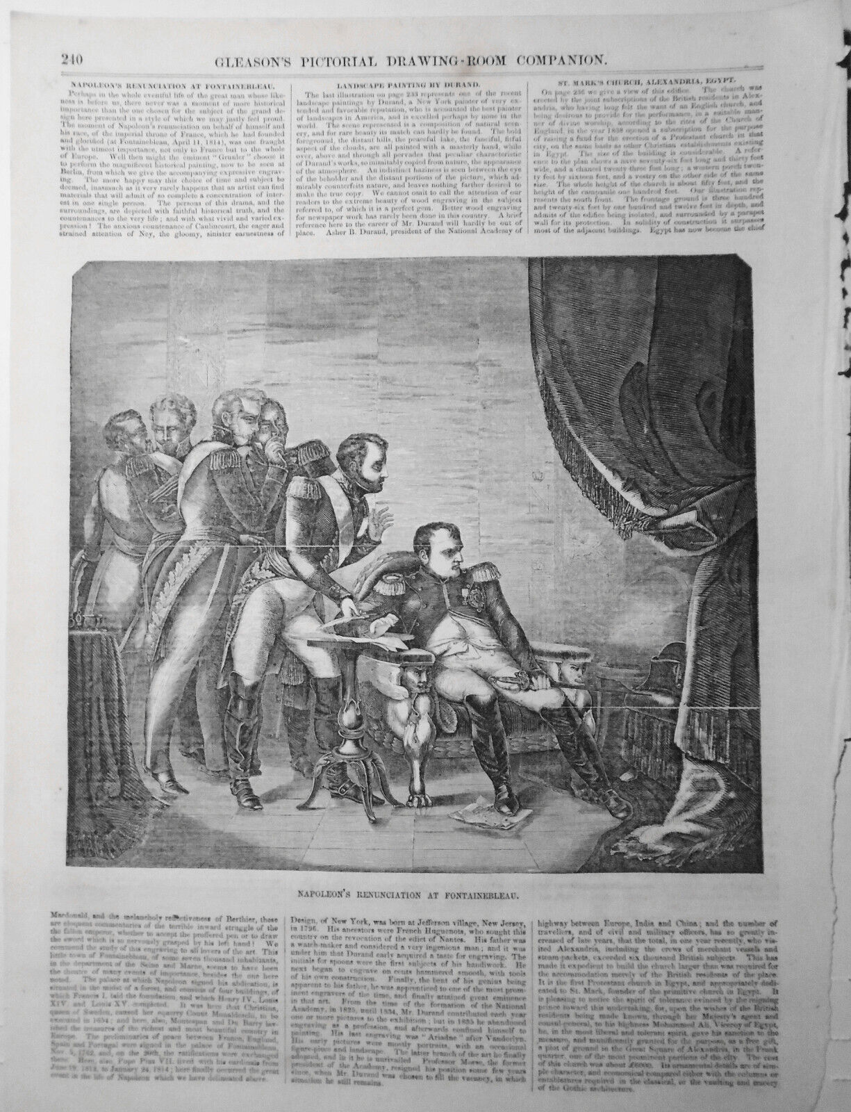 Napoleon's Renunciation At Fontainebleau - 1854 - Gleason's Pictorial original