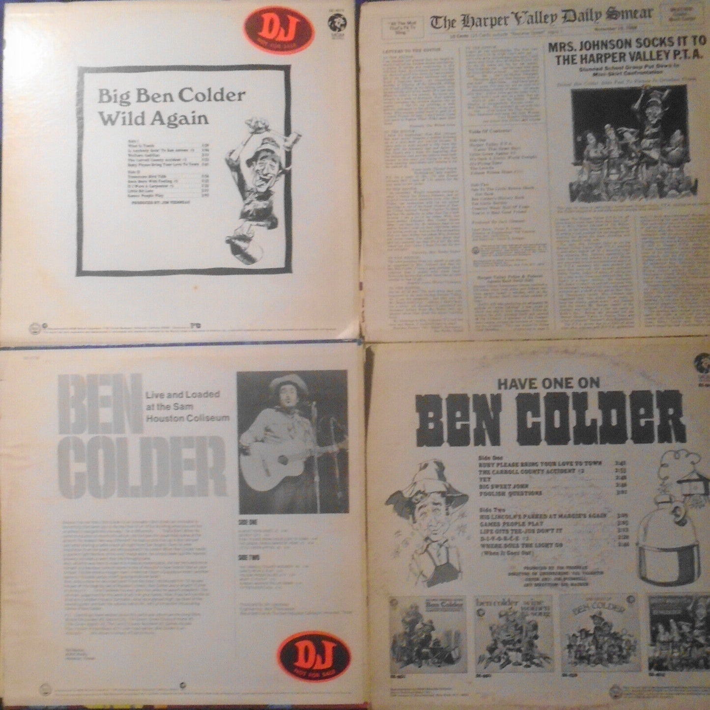 Ben Colder: 4 LP PROMO Wild Again; Live & Loaded; Harper Valley PTA; Have One On