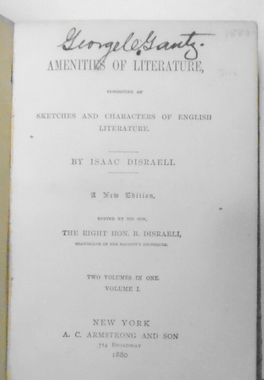 Amenities of literature, by Isaac Disraeli. 1880.