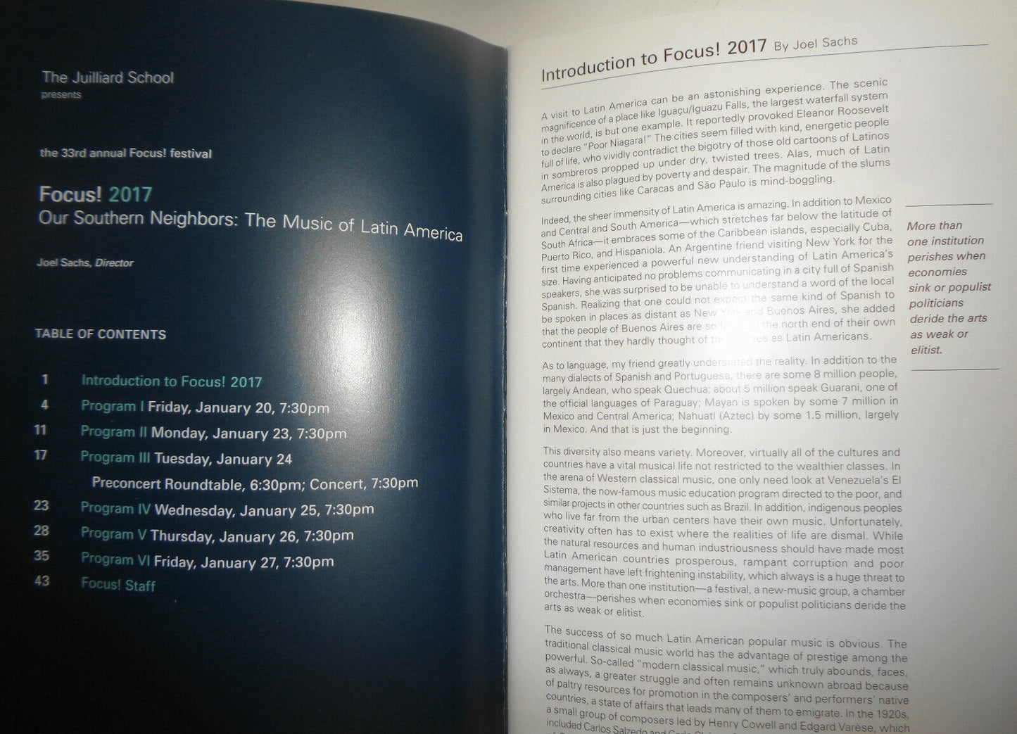 Focus! 2017 Our Southern Neighbors, Music of Latin America - Juilliard School
