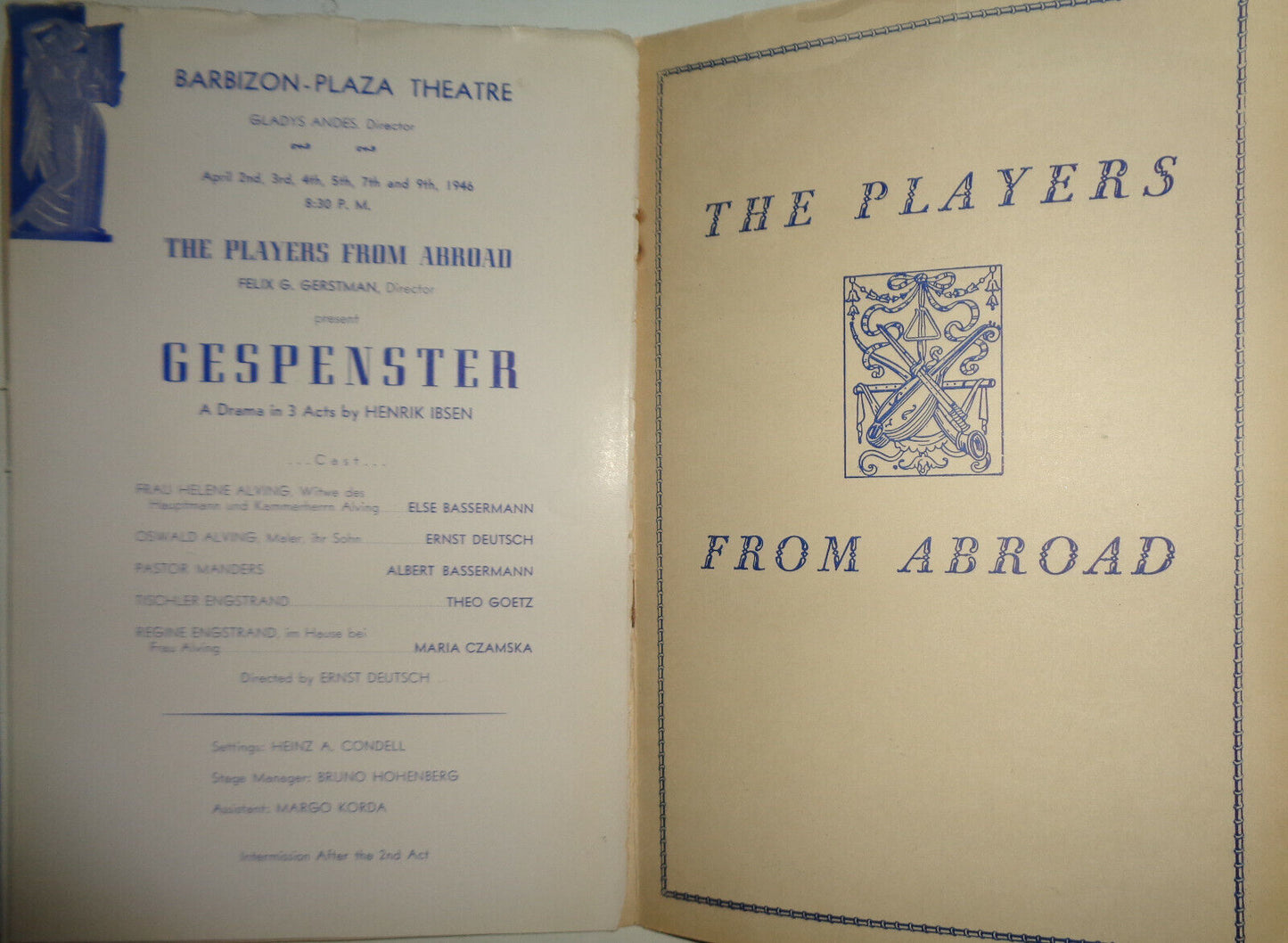 MARIA JERITZA AT CARNEGIE HALL - PROGRAM - MONDAY, APRIL 19, 1946