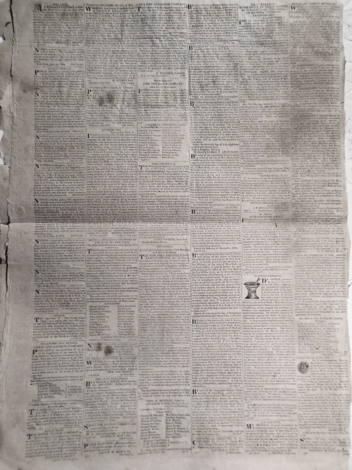 THE NEW-YORK STATESMAN, December 22, 1824 - NY Governor DeWitt Clinton's copy