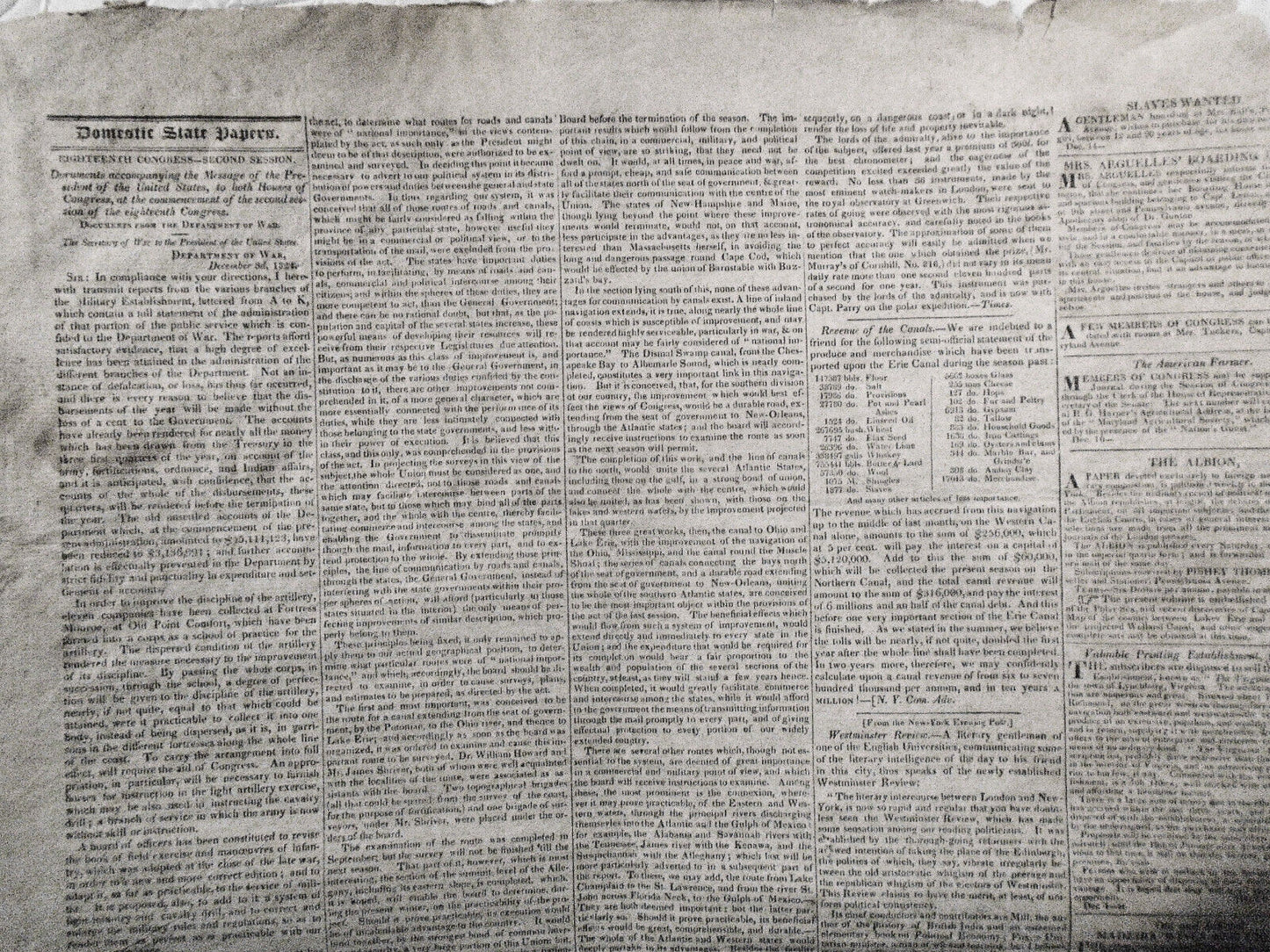 DAILY NATIONAL JOURNAL December 15, 1824 - from NY Gov DeWitt Clinton collection