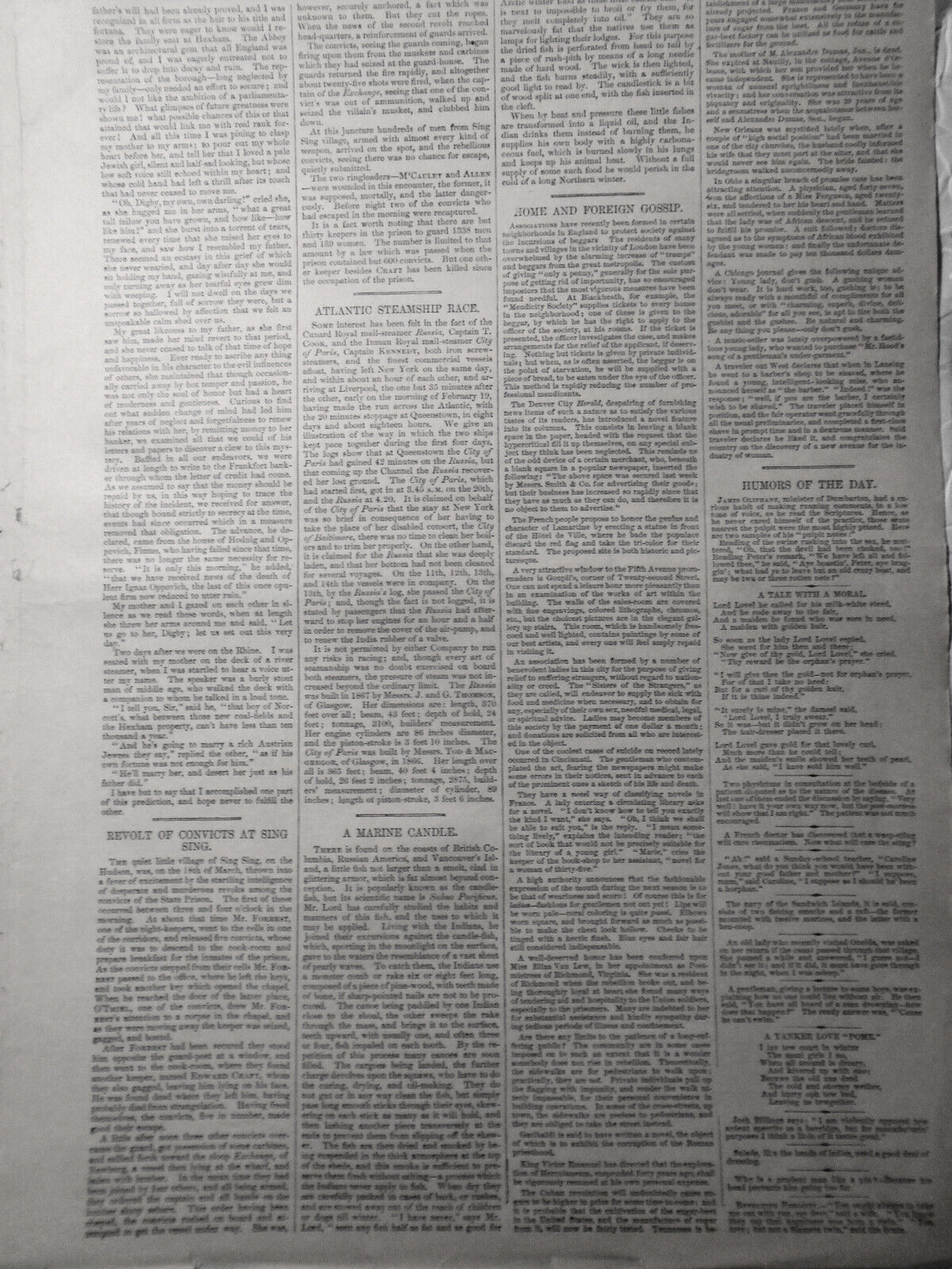 Harper's Weekly April 3, 1869: Grant cabinet; Sing Sing riot; Fulton Fish Market