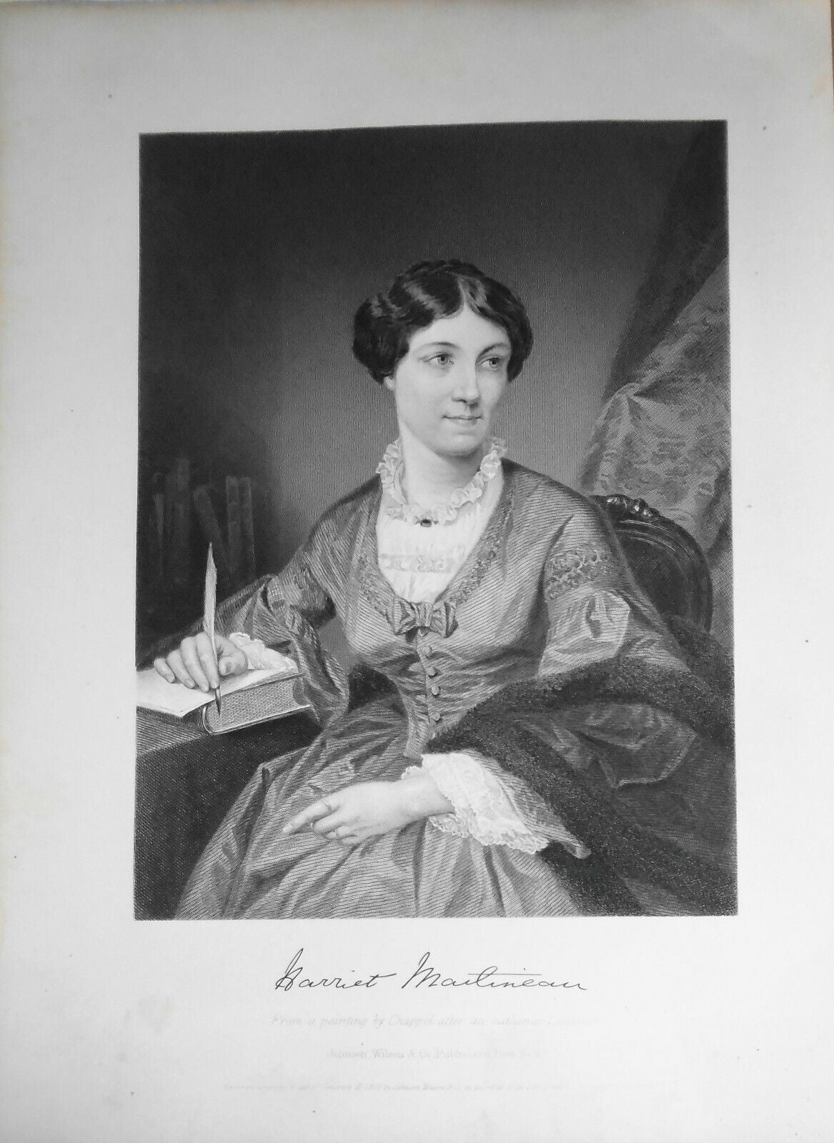 Harriet Martineau - steel engraving - 1876 - Duyckinck Internationale Gallerie