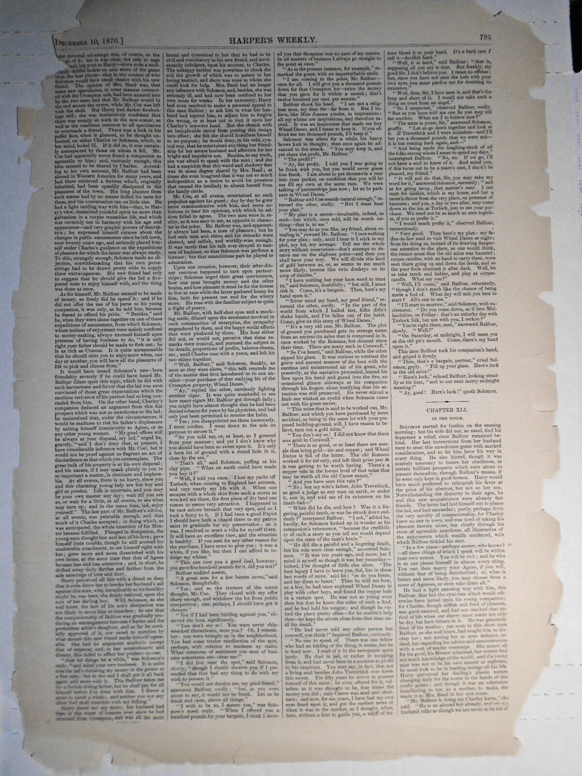 A Slight Misunderstanding /December 10, 1870 Harper's Weekly Original Engraving