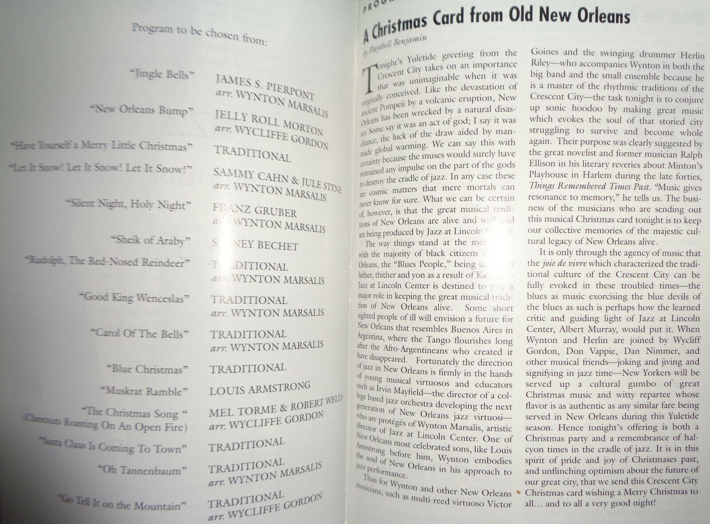 Red Hot Holiday Stomp - Jazz At Lincoln Center - Playbill - December 2006.