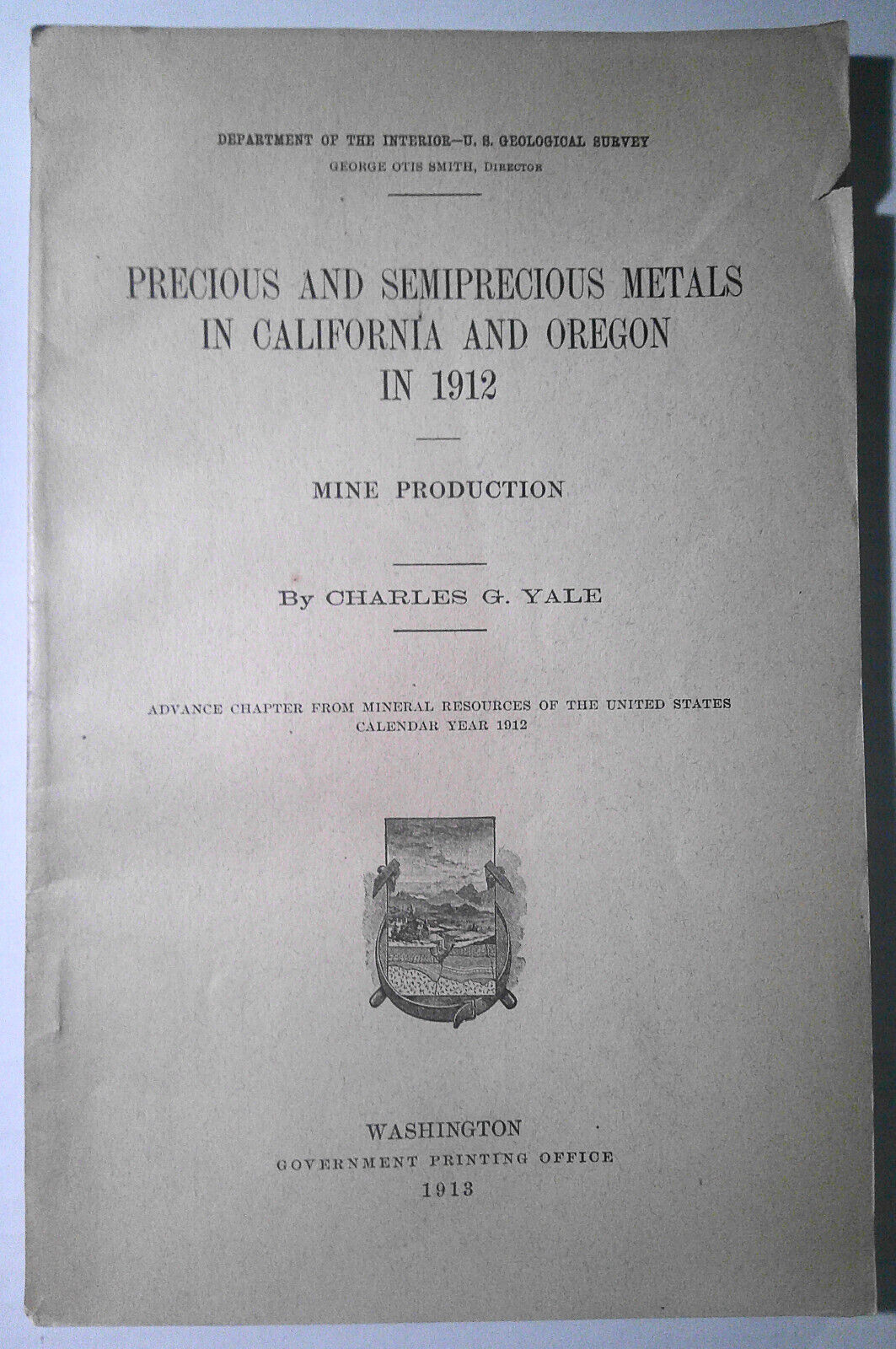 Precious and semiprecious metals in California and Oregon in 1912 : mine product