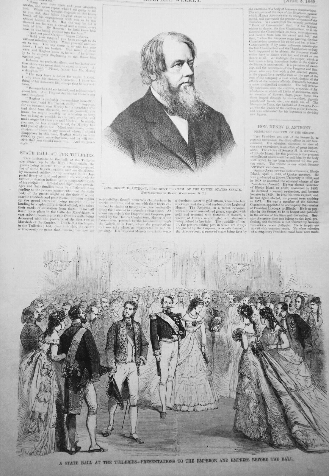 Harper's Weekly April 3, 1869: Grant cabinet; Sing Sing riot; Fulton Fish Market