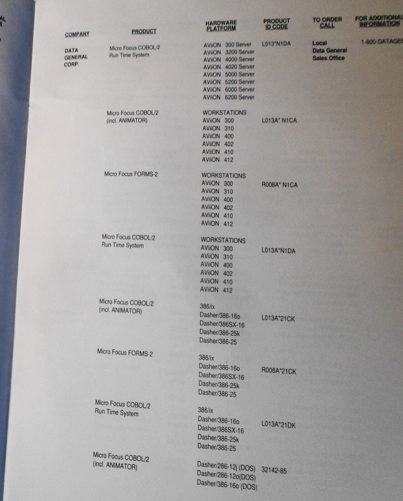 Micro Focus COBOL/2 Toolbox for UNIX developers - 2 Brochures, August 1990