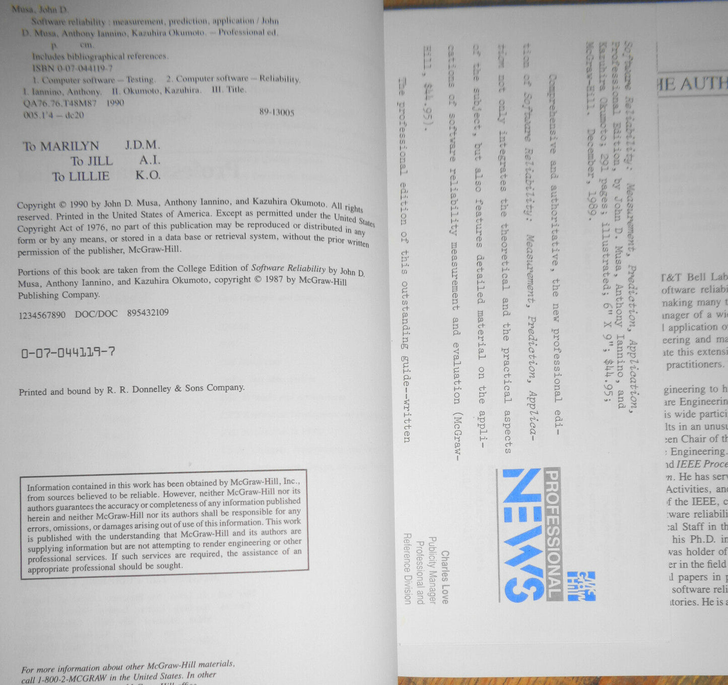 Software Diagraming by Murphy & Balke + Software Reliability by Musa, et al. HCs