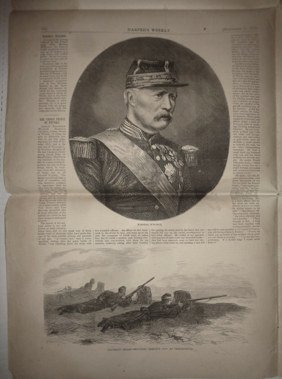 HARPER'S WEEKLY SEPTEMBER 17, 1870 - FORTIFICATIONS OF PARIS; PRUSSIANS; ICELAND