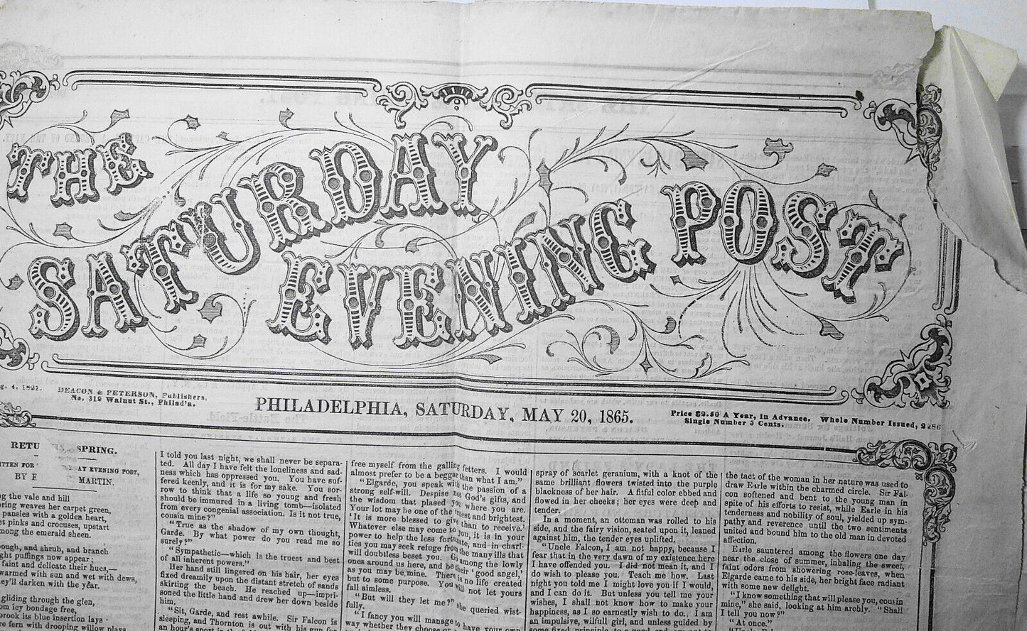 Saturday Evening Post, May 20, 1865 - Capture of Jeff Davis in Feminine Disguise
