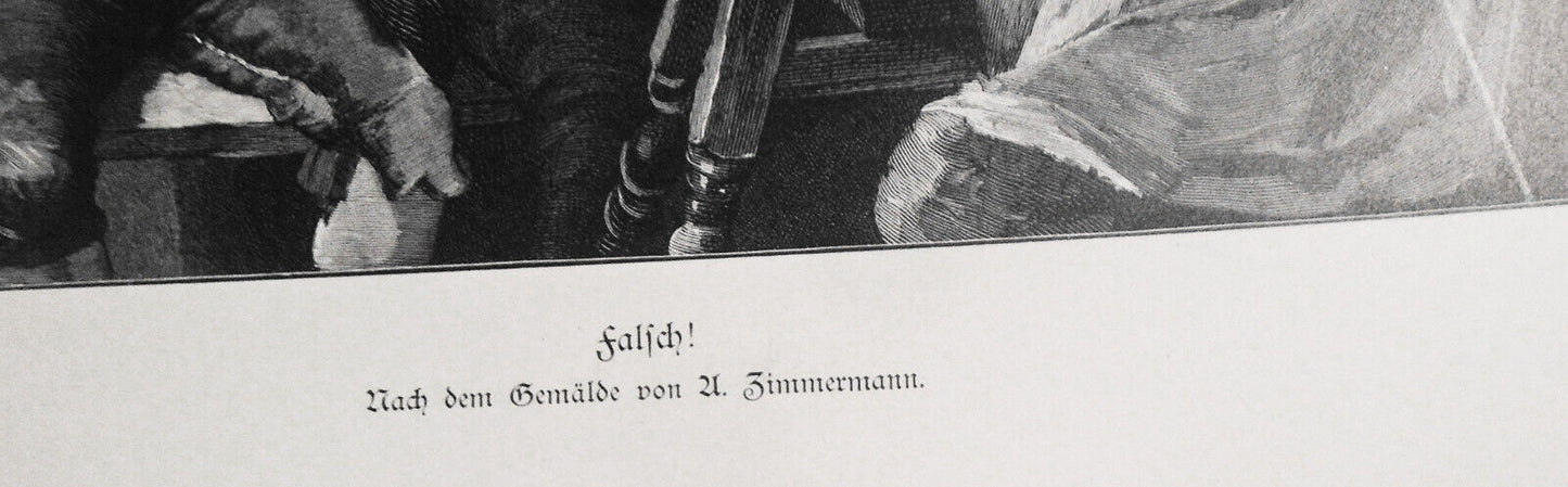 Falsch!, von A. Zimmermann -- 1886 - Original antique print