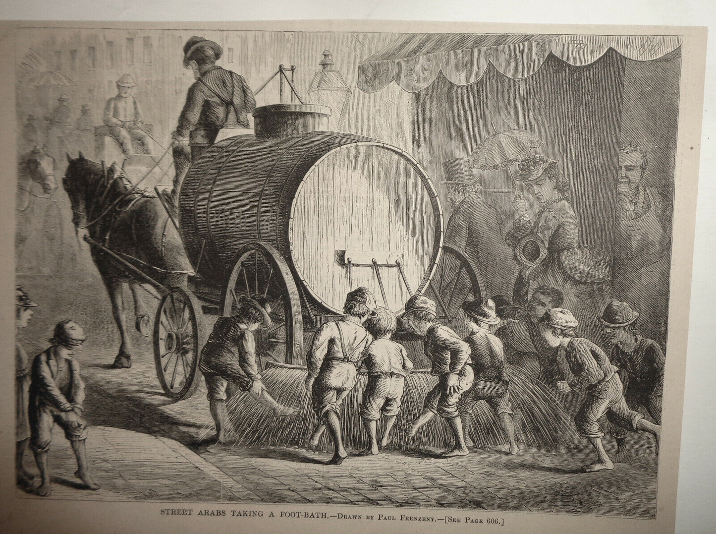 New York City street kids - lot of 3 original prints - Harper's Weekly 1800s