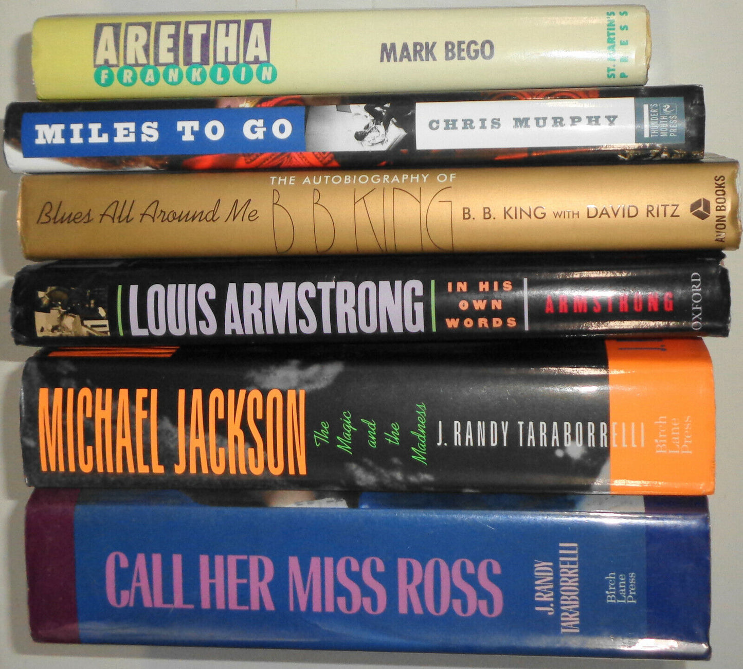 Aretha, Miles, Satchmo, B B King, Diana, Michael - lot of 6 hardcovers - 1st ed.