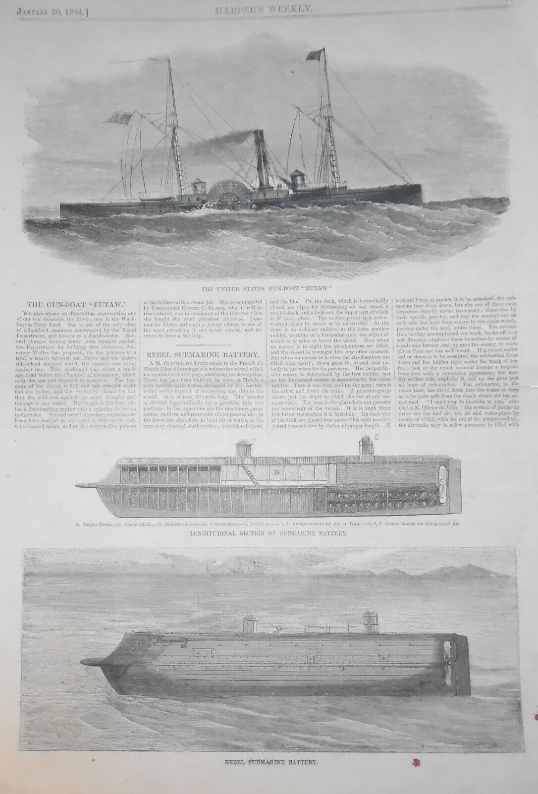 Harper's Weekly Jan 30, 1864: Emancipated slaves, white and colored; Civil war..
