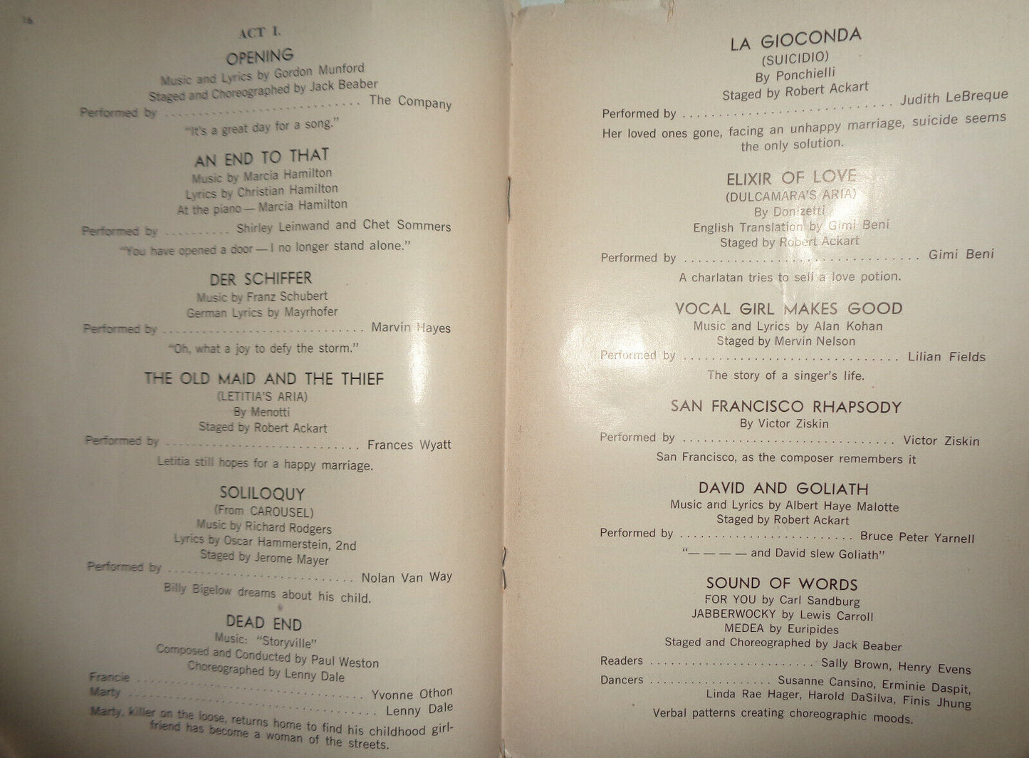 TALENT '60 - PLAYBILL - TUESDAY, MARCH 22-31 1960. Joan Rivers, Cal Tjader