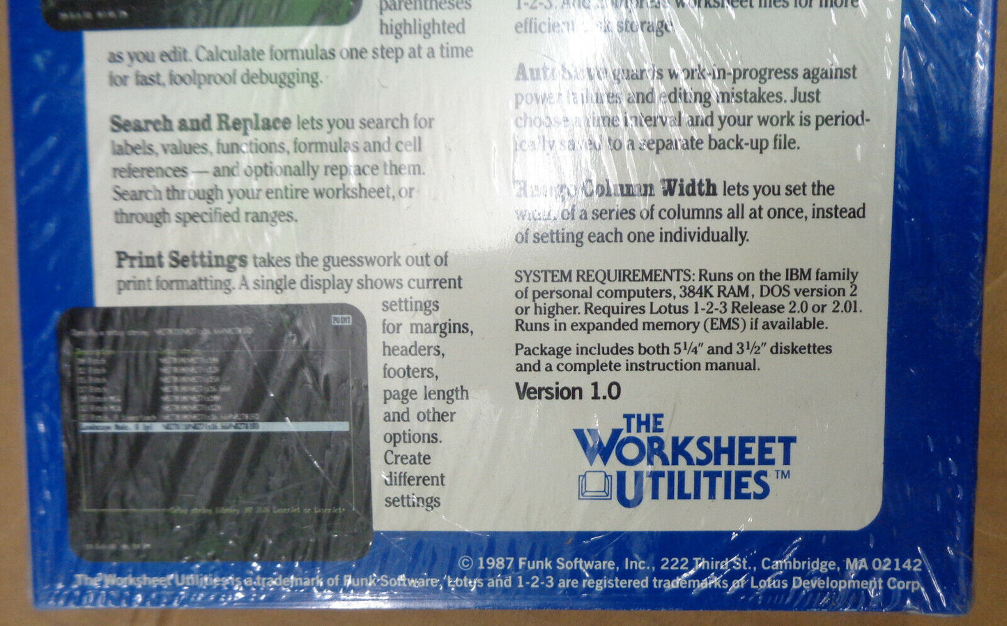 The Worksheet Utilities by Funk Software - 1987 - BRAND NEW, SEALED. 3.5 & 5 1/4