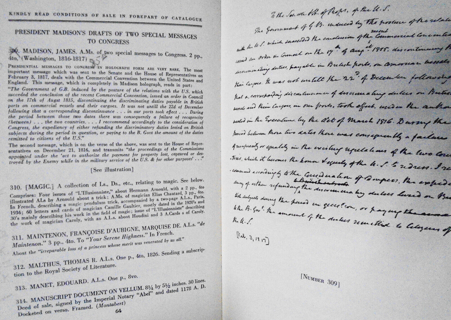 American & Other Autographs, Manuscripts Sale 2019 1961 Parke-Bernet with prices