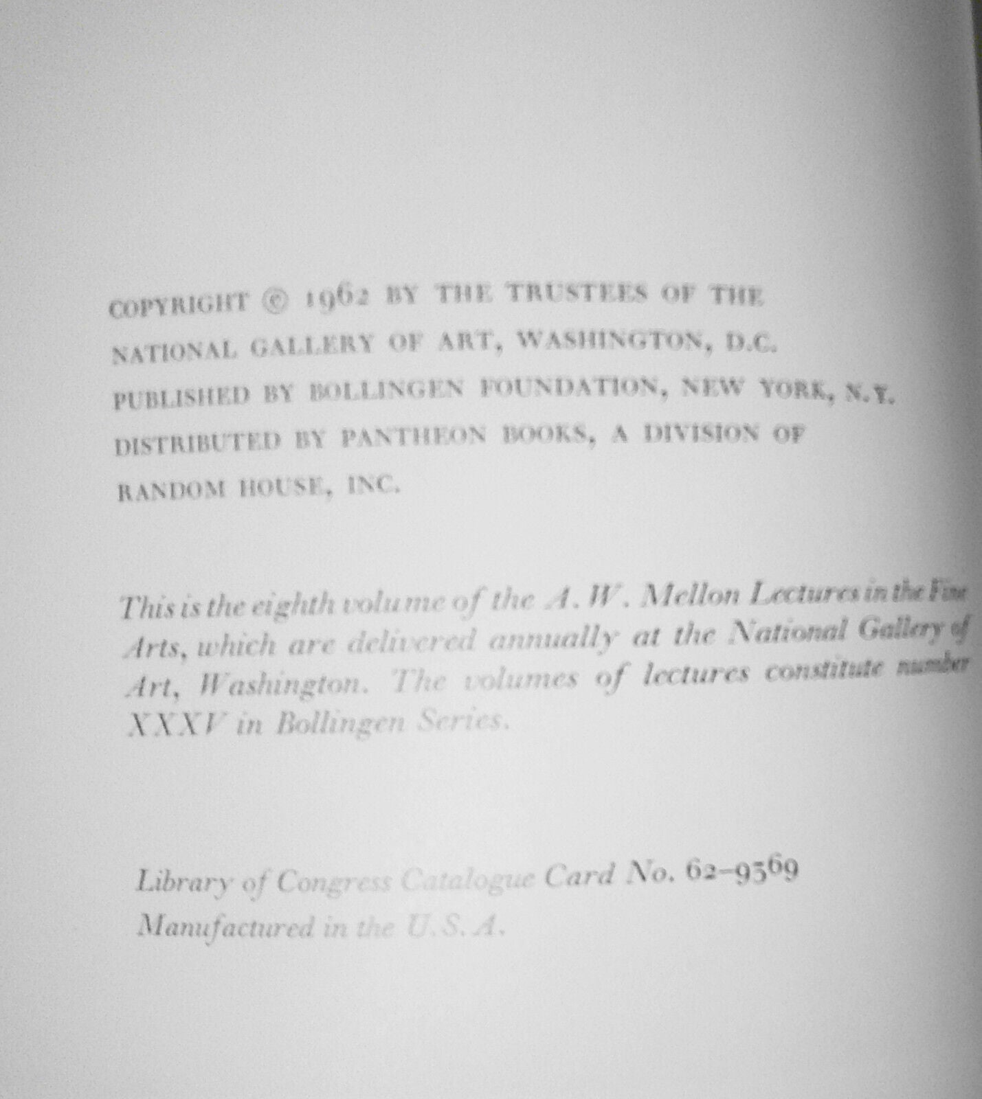 Of Divers Arts. Mellon Lectures in the Fine Arts, National Gallery of