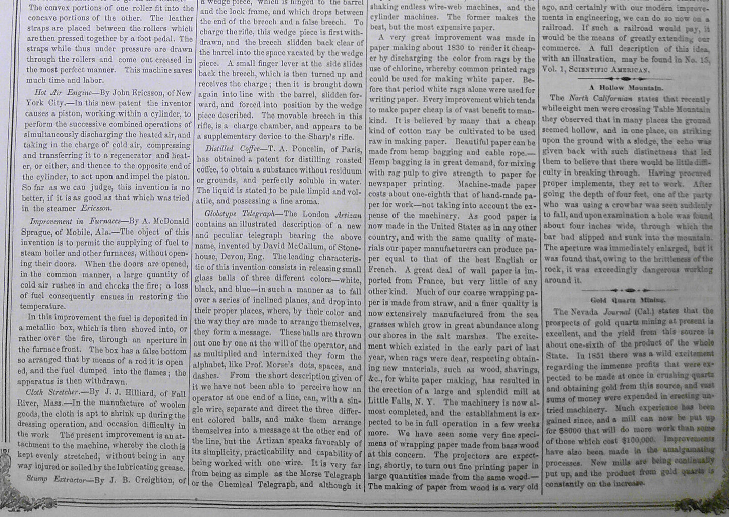 Scientific American, April 26, 1856. Steel composition; weighing scales, etc.