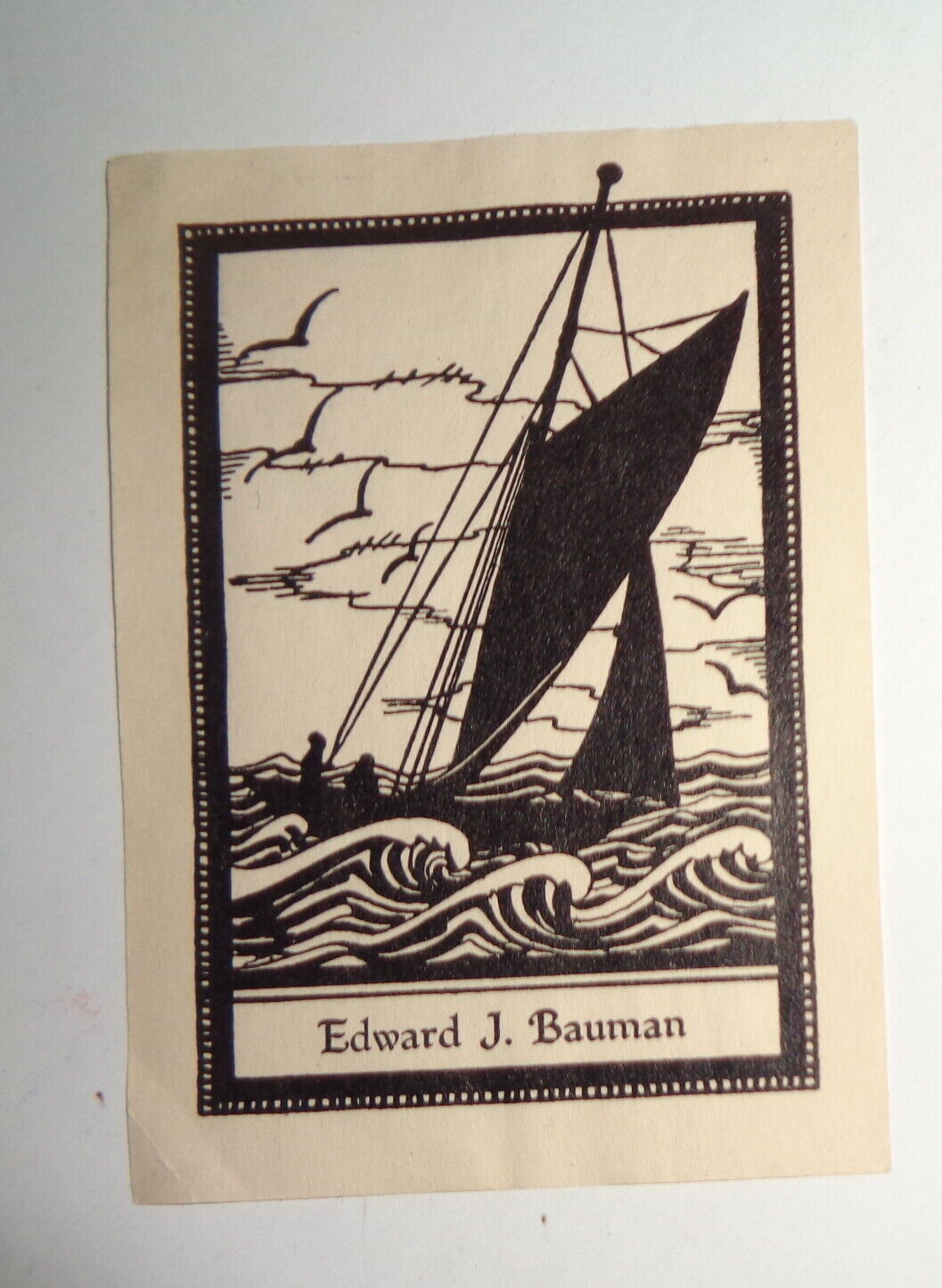 Edward J. Bauman - Ex Libris Bookplate - circa 1920.