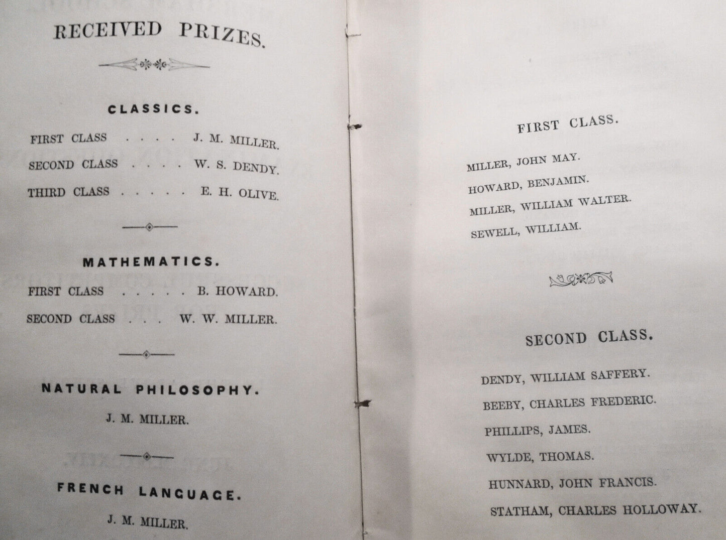 1844 Amersham School - Examination Questions and the Successful Prize Winners