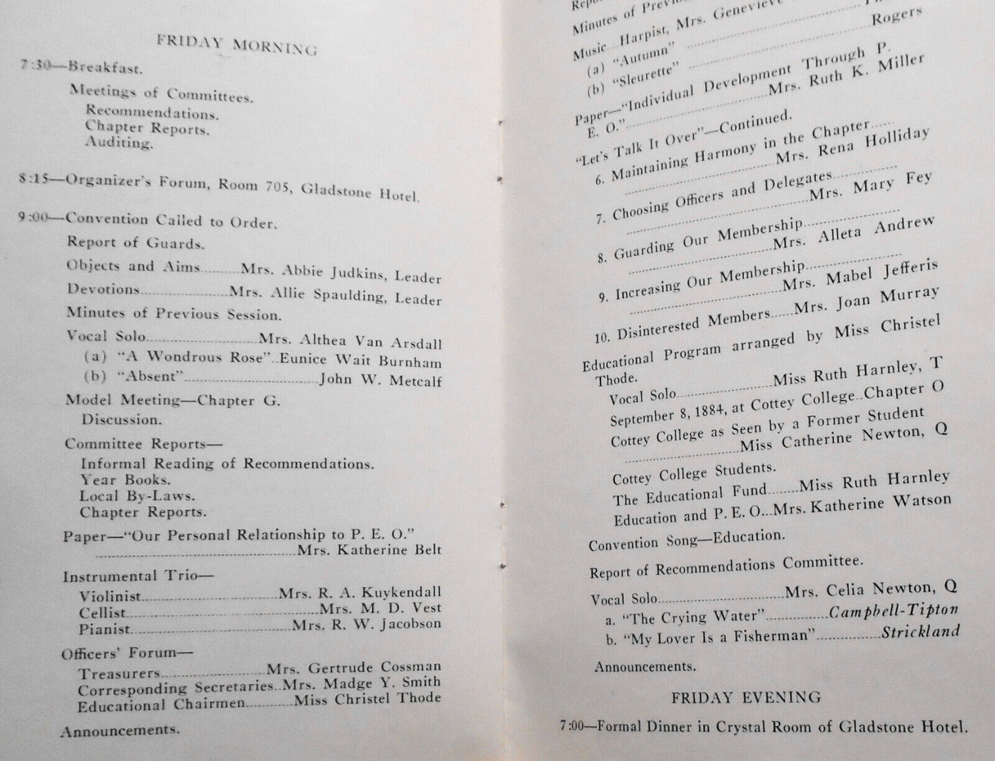 1935 P.E.O. Sisterhood 14th Convention Program, State Chapter, Casper Wyoming