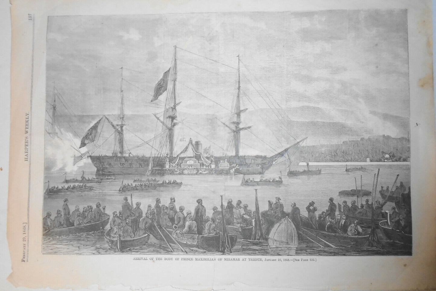 Arrival Of The Body Of Prince Maximilian Of Miramar At Trieste, Jan. 16, 1868