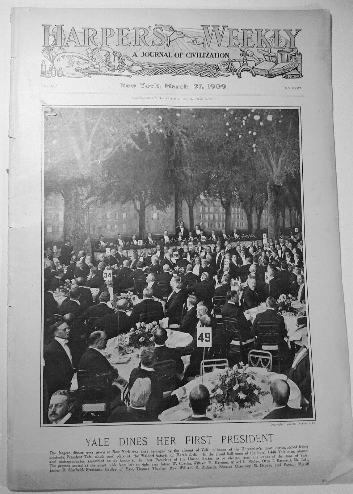 Harper's Weekly March 27, 1909. Mark Twain letter; Female cabinet; St. Gaudens