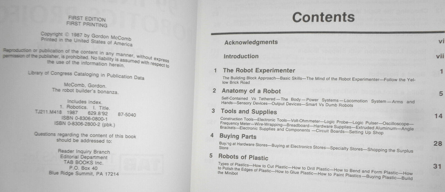 4 books on Robotics / Artificial Intelligence, Robot Vision, Projects, Handbook
