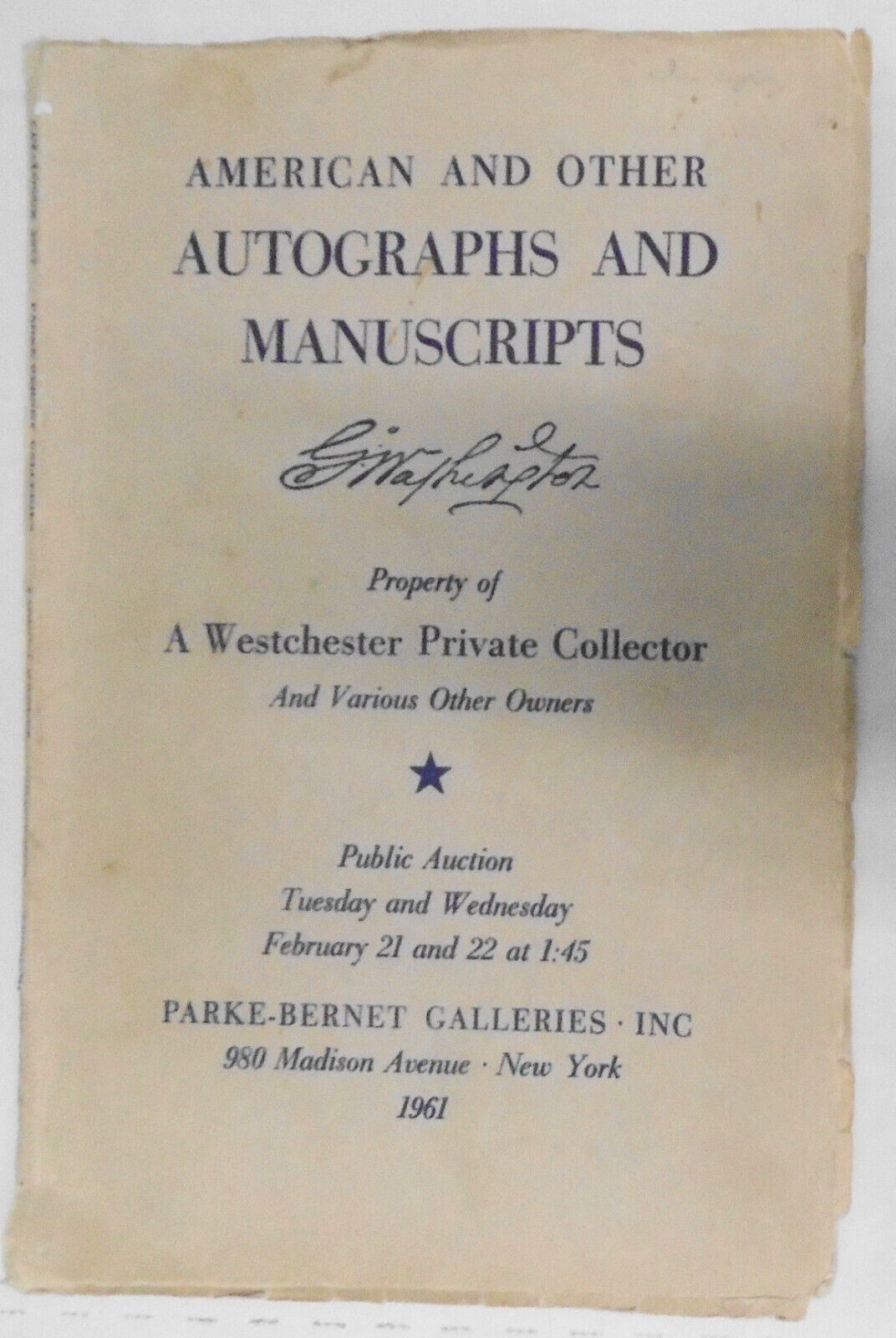American & Other Autographs, Manuscripts Sale 2019 1961 Parke-Bernet with prices