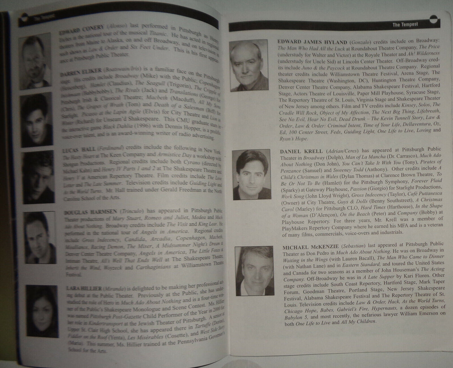 BRIAN MURRAY IN "THE TEMPEST" SOUVENIR PROGRAM PITTSBURGH PUBLIC THEATER, 2005