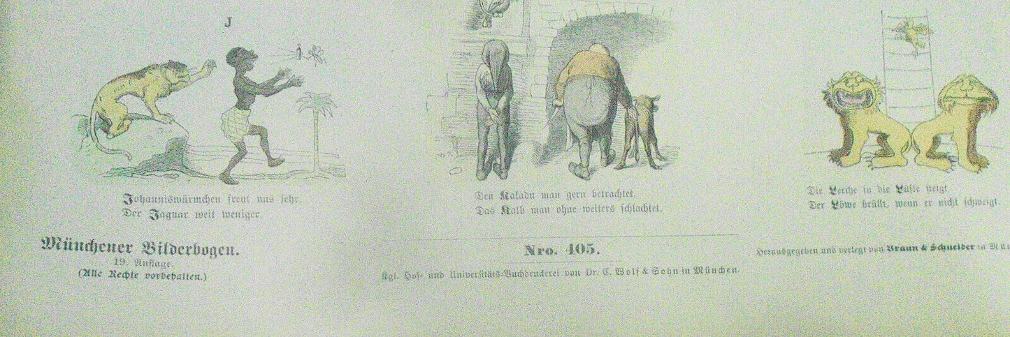 1890 Naturgeschichtliches Alphabet - Münchener Bilderbogen N. 405; Wilhelm Busch
