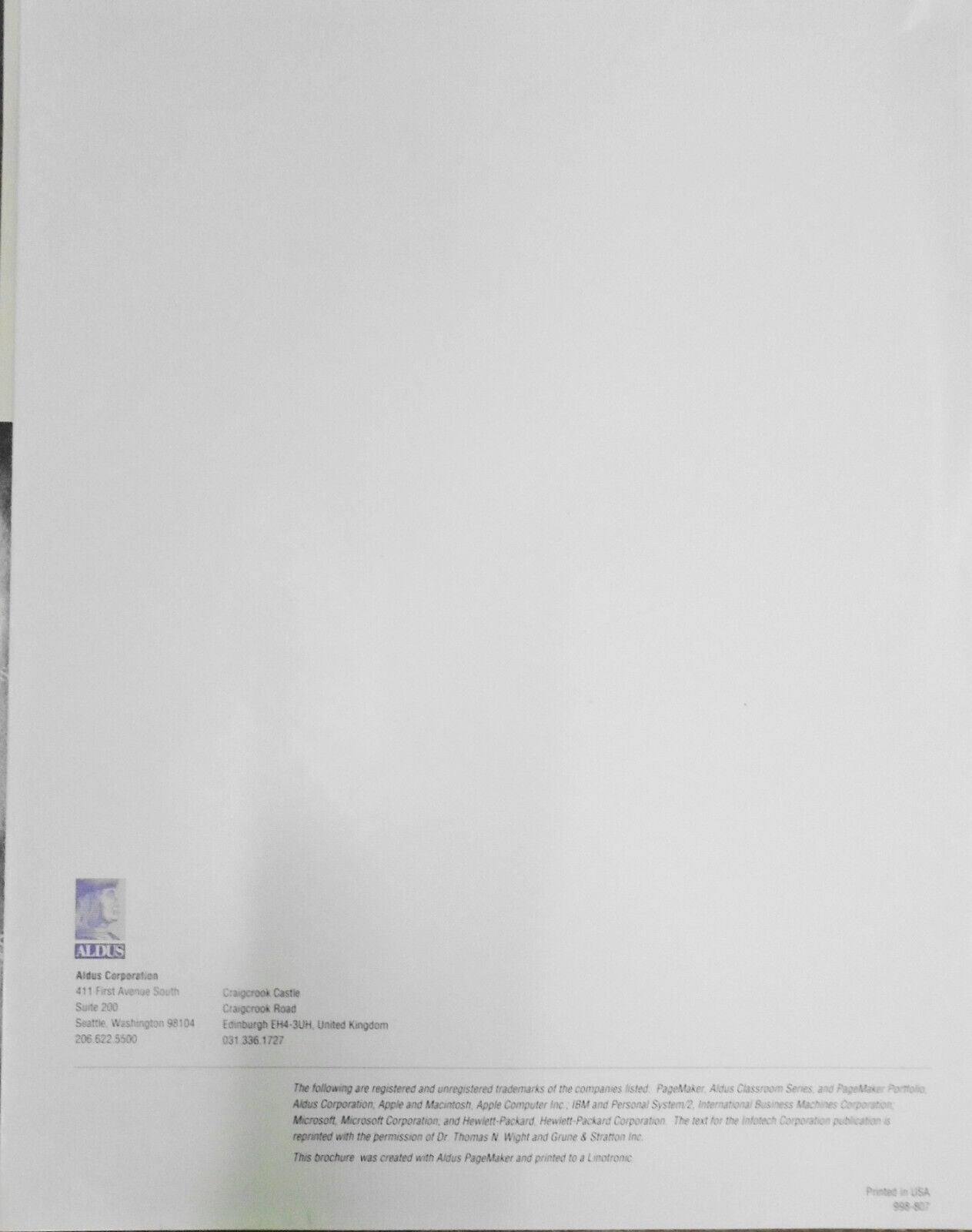 Aldus PageMaker - 1988 Advertising Promo Brochure