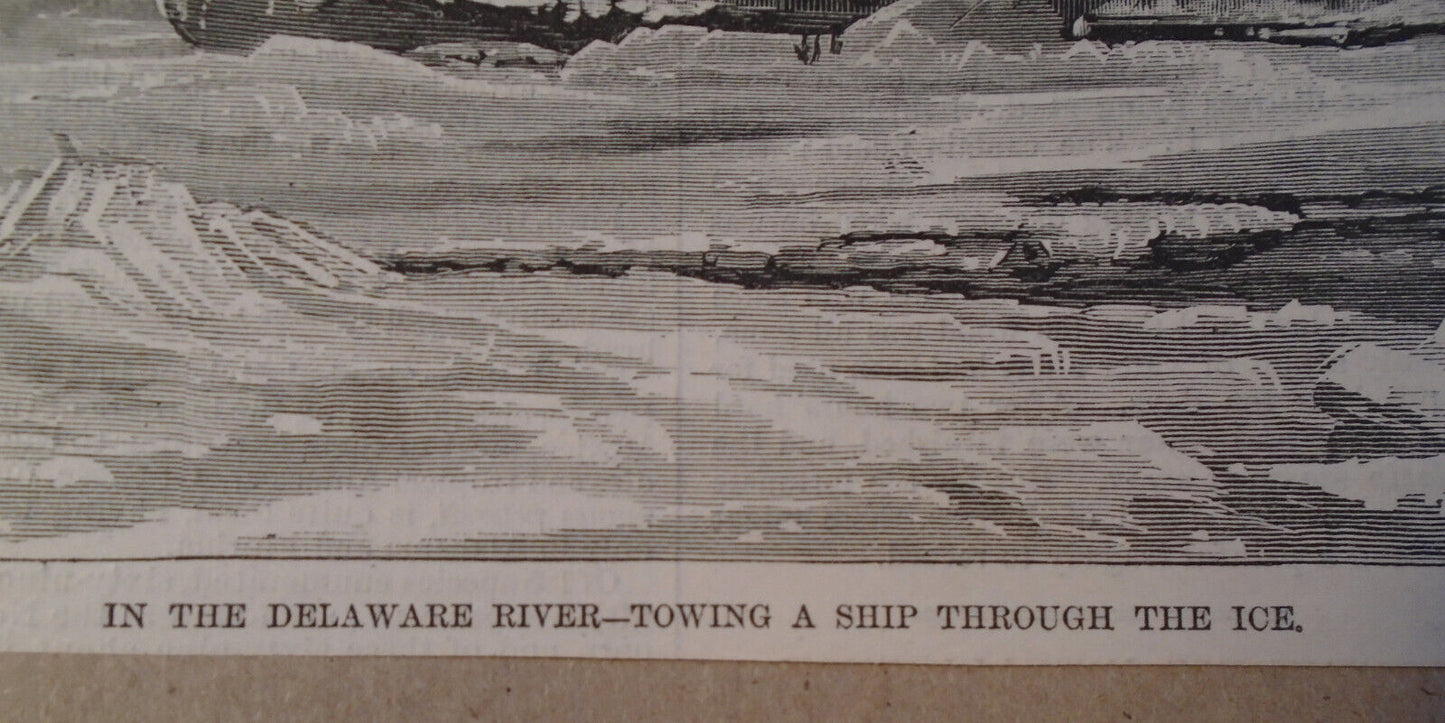 In the Delaware River towing a ship through the ice. Harper’s Weekly, March 1875