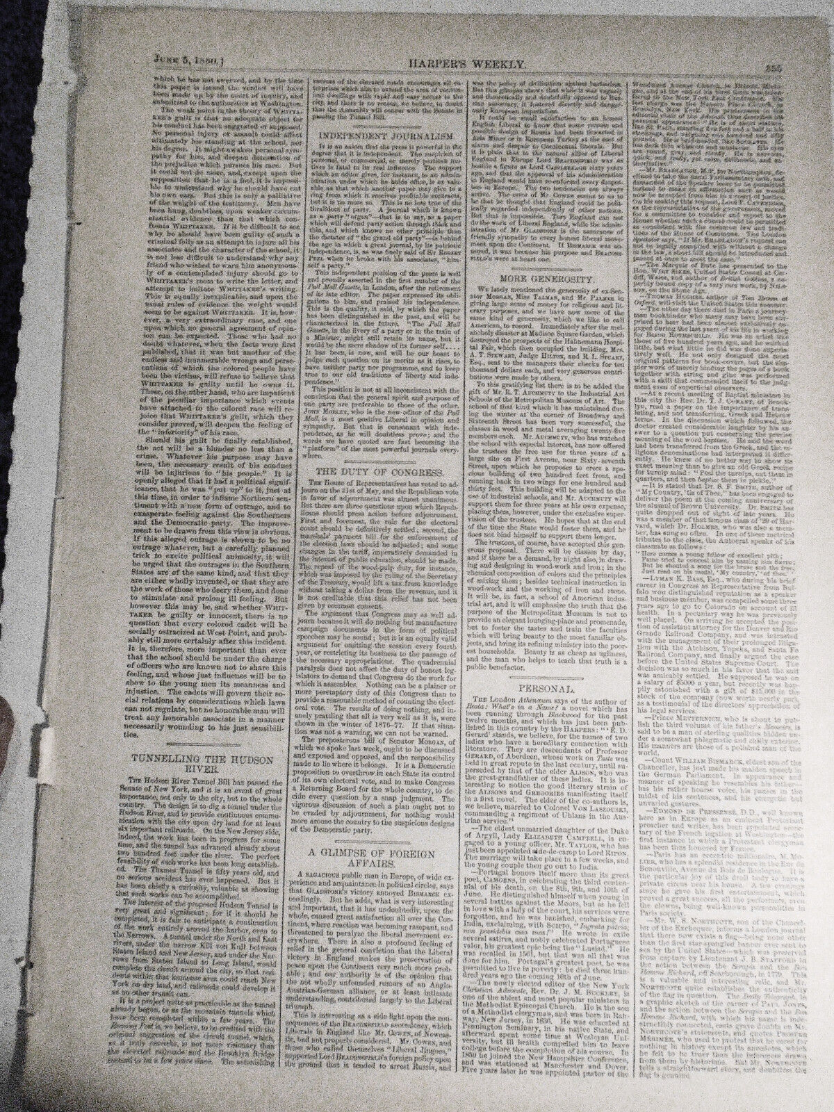 A Cruise in a Ten-tonner - Harper's Weekly, June 5, 1880 - ORIGINAL print