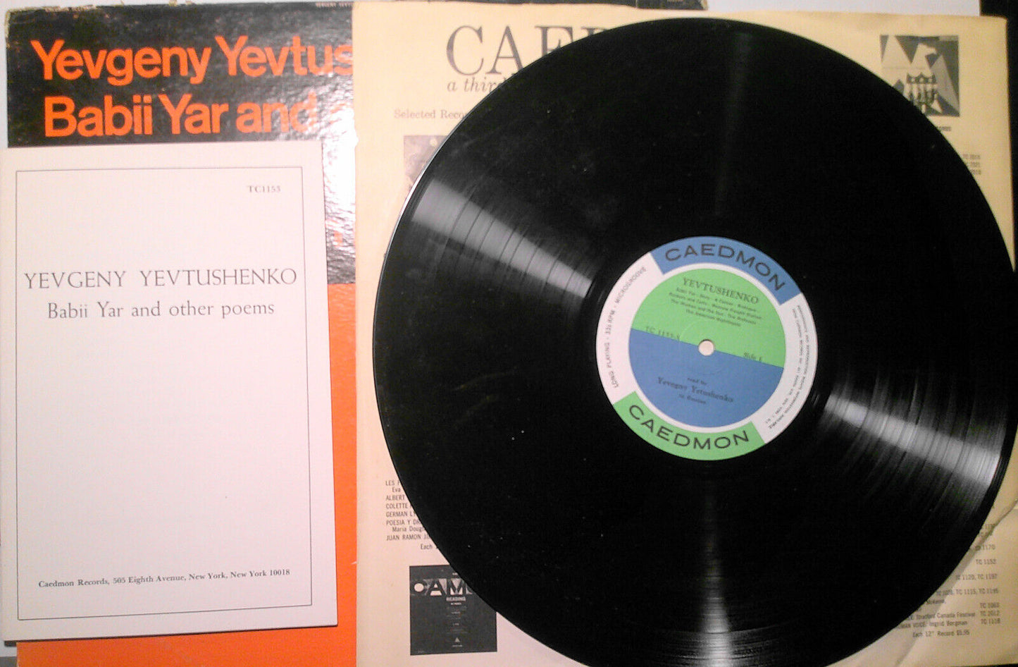 Poetry of Yevgeny Yevtushenko : Lot of 2 vinyl LPs. Babi Yar etc Caedmon Records